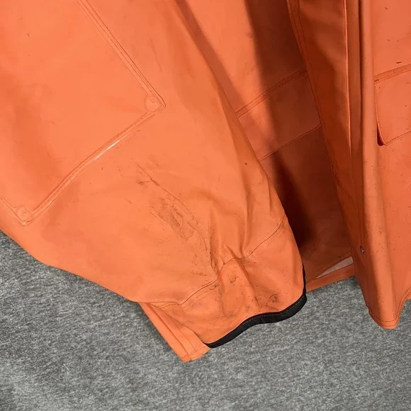 Carhartt Rain Coat Mens Large Orange Hooded PVC Waterproof Workwear C64ORG - Picture 2 of 10